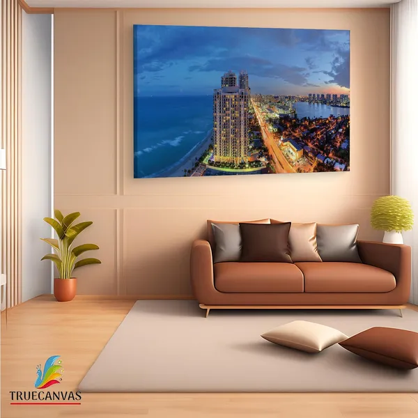 Multicolor_Sunny_Isles_Panorama,_Wooden_Framed_Canvas_Paintings_|_For_Living_Room_|_Bedroom_|_Office_|_Gallery_|_Ready_Wall_Mount_Canvas_Wall_Art_Painting_|_Size_-_12_X_18In,_Ct0441