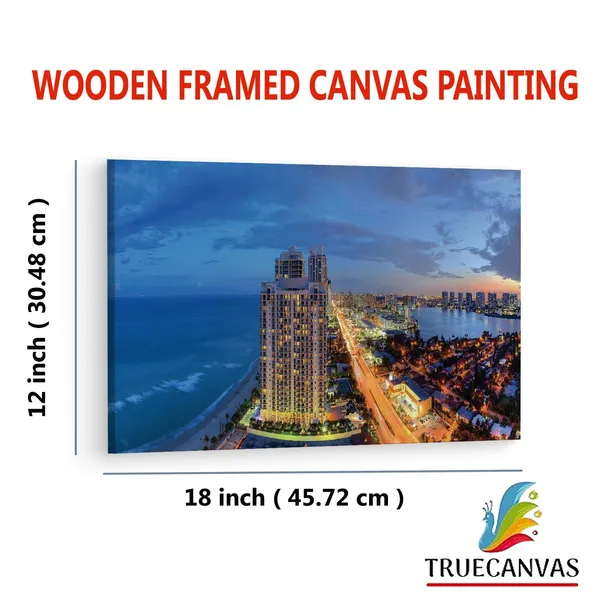 Multicolor_Sunny_Isles_Panorama,_Wooden_Framed_Canvas_Paintings_|_For_Living_Room_|_Bedroom_|_Office_|_Gallery_|_Ready_Wall_Mount_Canvas_Wall_Art_Painting_|_Size_-_12_X_18In,_Ct0441