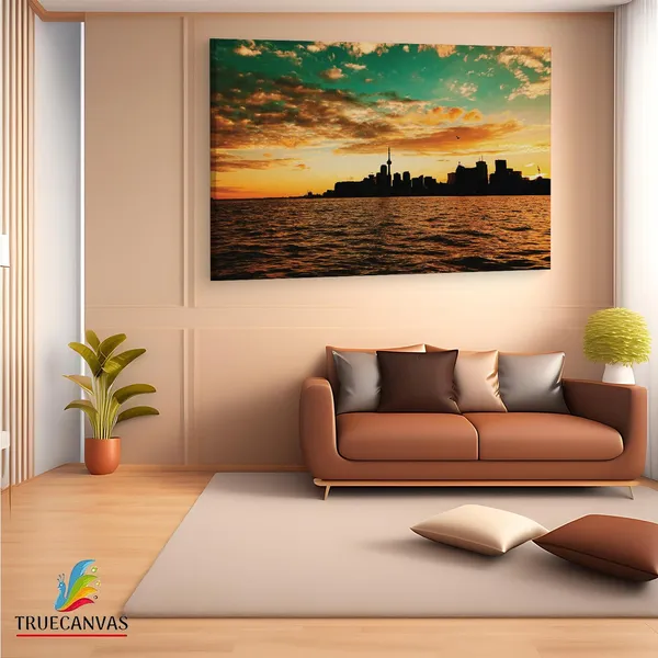 Multicolor_Toronto_Skyline_Sun,_Wooden_Framed_Canvas_Paintings_|_For_Living_Room_|_Bedroom_|_Office_|_Gallery_|_Ready_Wall_Mount_Canvas_Wall_Art_Painting_|_Size_-_12_X_18In,_Ct0447