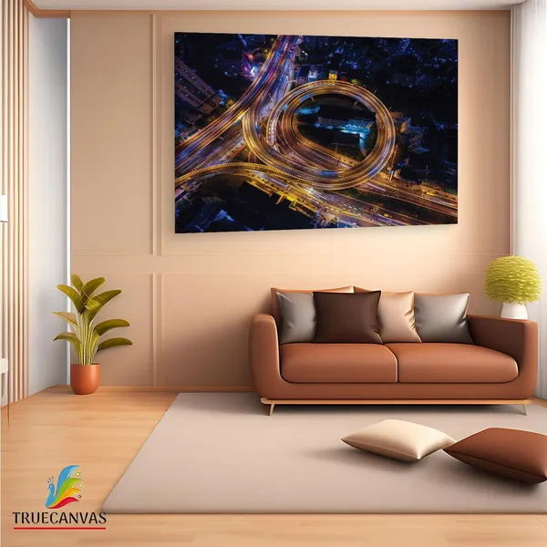 Multicolor_Traffic_Junction_Night,_Wooden_Framed_Canvas_Paintings_|_For_Living_Room_|_Bedroom_|_Office_|_Gallery_|_Ready_Wall_Mount_Canvas_Wall_Art_Painting_|_Size_-_12_X_18In,_Ct0449