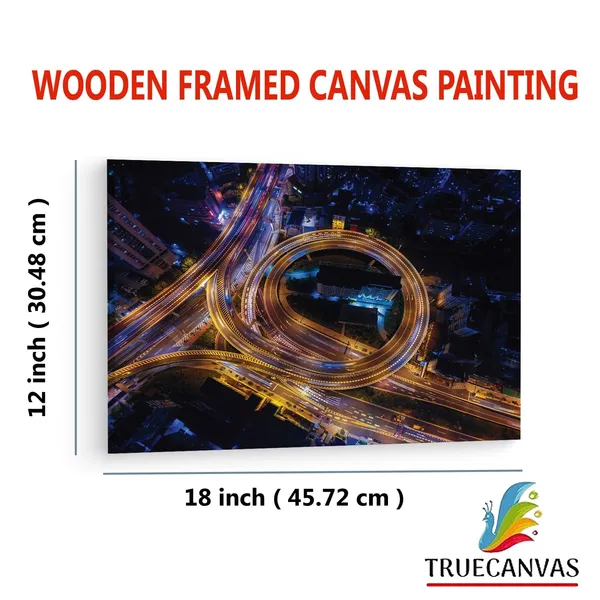 Multicolor_Traffic_Junction_Night,_Wooden_Framed_Canvas_Paintings_|_For_Living_Room_|_Bedroom_|_Office_|_Gallery_|_Ready_Wall_Mount_Canvas_Wall_Art_Painting_|_Size_-_12_X_18In,_Ct0449