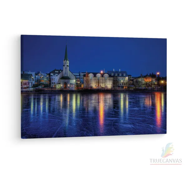 Multicolor_Frozen_Pond_Iceland_Reykjavik,_Wooden_Framed_Canvas_Paintings_|_For_Living_Room_|_Bedroom_|_Office_|_Gallery_|_Ready_Wall_Mount_Canvas_Wall_Art_Painting_|_Size_-_12_X_18In,_Ct0457