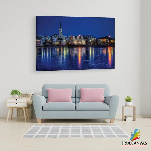 Multicolor_Frozen_Pond_Iceland_Reykjavik,_Wooden_Framed_Canvas_Paintings_|_For_Living_Room_|_Bedroom_|_Office_|_Gallery_|_Ready_Wall_Mount_Canvas_Wall_Art_Painting_|_Size_-_12_X_18In,_Ct0457