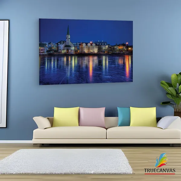 Multicolor_Frozen_Pond_Iceland_Reykjavik,_Wooden_Framed_Canvas_Paintings_|_For_Living_Room_|_Bedroom_|_Office_|_Gallery_|_Ready_Wall_Mount_Canvas_Wall_Art_Painting_|_Size_-_12_X_18In,_Ct0457