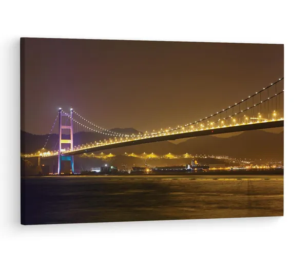 Multicolor_Tsing_Ma_Bridge,_Wooden_Framed_Canvas_Paintings_|_For_Living_Room_|_Bedroom_|_Office_|_Gallery_|_Ready_Wall_Mount_Canvas_Wall_Art_Painting_|_Size_-_12_X_18In,_Ct0471