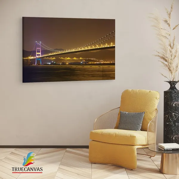 Multicolor_Tsing_Ma_Bridge,_Wooden_Framed_Canvas_Paintings_|_For_Living_Room_|_Bedroom_|_Office_|_Gallery_|_Ready_Wall_Mount_Canvas_Wall_Art_Painting_|_Size_-_12_X_18In,_Ct0471
