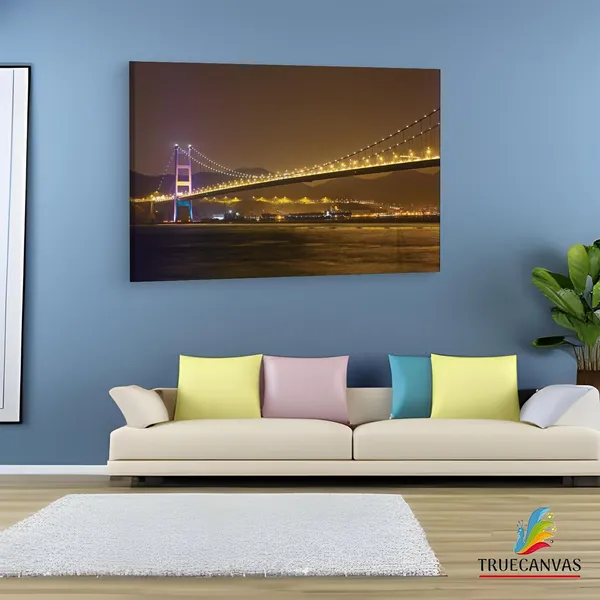 Multicolor_Tsing_Ma_Bridge,_Wooden_Framed_Canvas_Paintings_|_For_Living_Room_|_Bedroom_|_Office_|_Gallery_|_Ready_Wall_Mount_Canvas_Wall_Art_Painting_|_Size_-_12_X_18In,_Ct0471