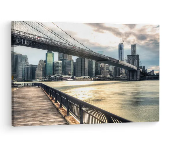 Multicolor_Brooklyn_Bridge,_Wooden_Framed_Canvas_Paintings_|_For_Living_Room_|_Bedroom_|_Office_|_Gallery_|_Ready_Wall_Mount_Canvas_Wall_Art_Painting_|_Size_-_12_X_18In,_Ct0476