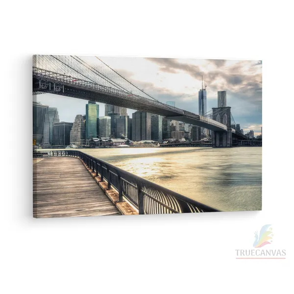 Multicolor_Brooklyn_Bridge,_Wooden_Framed_Canvas_Paintings_|_For_Living_Room_|_Bedroom_|_Office_|_Gallery_|_Ready_Wall_Mount_Canvas_Wall_Art_Painting_|_Size_-_12_X_18In,_Ct0476