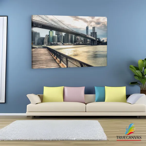 Multicolor_Brooklyn_Bridge,_Wooden_Framed_Canvas_Paintings_|_For_Living_Room_|_Bedroom_|_Office_|_Gallery_|_Ready_Wall_Mount_Canvas_Wall_Art_Painting_|_Size_-_12_X_18In,_Ct0476
