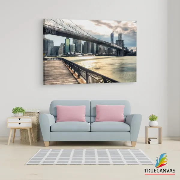 Multicolor_Brooklyn_Bridge,_Wooden_Framed_Canvas_Paintings_|_For_Living_Room_|_Bedroom_|_Office_|_Gallery_|_Ready_Wall_Mount_Canvas_Wall_Art_Painting_|_Size_-_12_X_18In,_Ct0476