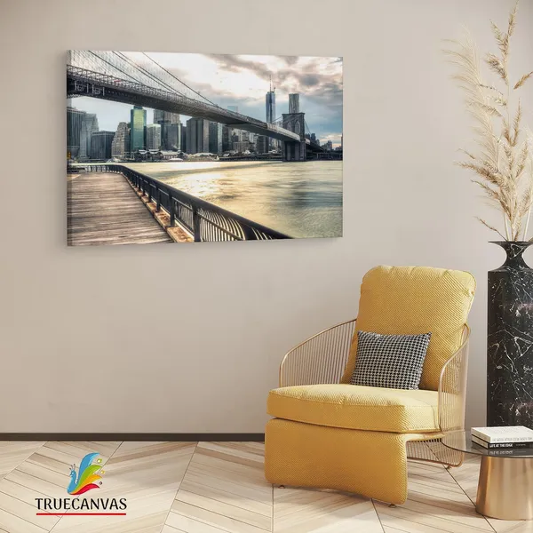 Multicolor_Brooklyn_Bridge,_Wooden_Framed_Canvas_Paintings_|_For_Living_Room_|_Bedroom_|_Office_|_Gallery_|_Ready_Wall_Mount_Canvas_Wall_Art_Painting_|_Size_-_12_X_18In,_Ct0476