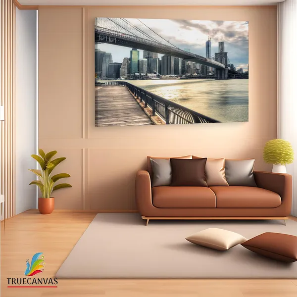 Multicolor_Brooklyn_Bridge,_Wooden_Framed_Canvas_Paintings_|_For_Living_Room_|_Bedroom_|_Office_|_Gallery_|_Ready_Wall_Mount_Canvas_Wall_Art_Painting_|_Size_-_12_X_18In,_Ct0476