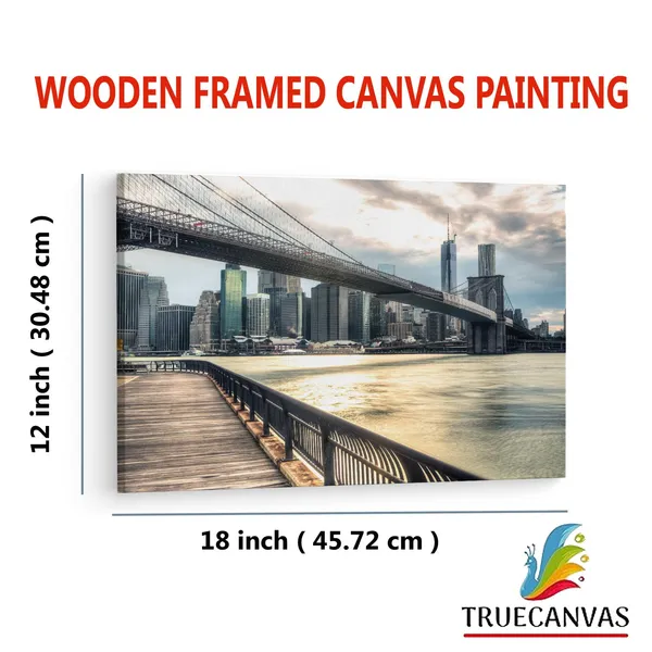 Multicolor_Brooklyn_Bridge,_Wooden_Framed_Canvas_Paintings_|_For_Living_Room_|_Bedroom_|_Office_|_Gallery_|_Ready_Wall_Mount_Canvas_Wall_Art_Painting_|_Size_-_12_X_18In,_Ct0476