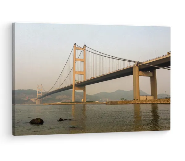 Multicolor_Tsing_Ma_Bridge,_Wooden_Framed_Canvas_Paintings_|_For_Living_Room_|_Bedroom_|_Office_|_Gallery_|_Ready_Wall_Mount_Canvas_Wall_Art_Painting_|_Size_-_12_X_18In,_Ct0484