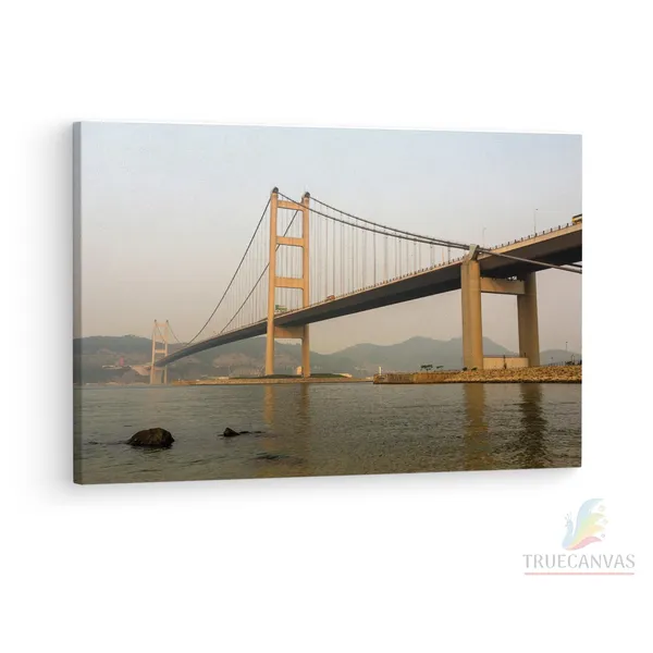 Multicolor_Tsing_Ma_Bridge,_Wooden_Framed_Canvas_Paintings_|_For_Living_Room_|_Bedroom_|_Office_|_Gallery_|_Ready_Wall_Mount_Canvas_Wall_Art_Painting_|_Size_-_12_X_18In,_Ct0484