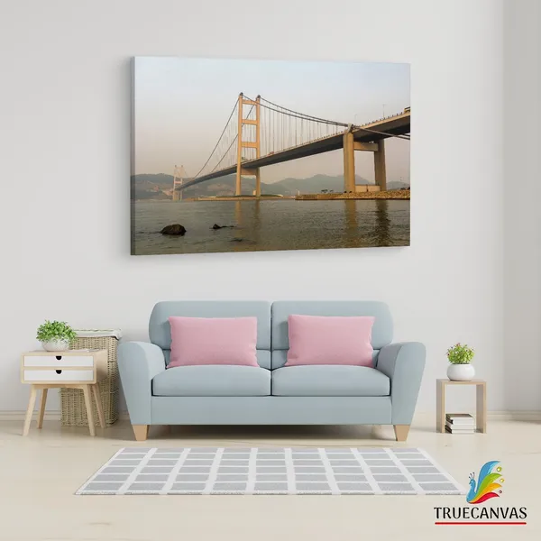 Multicolor_Tsing_Ma_Bridge,_Wooden_Framed_Canvas_Paintings_|_For_Living_Room_|_Bedroom_|_Office_|_Gallery_|_Ready_Wall_Mount_Canvas_Wall_Art_Painting_|_Size_-_12_X_18In,_Ct0484