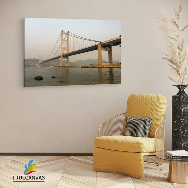 Multicolor_Tsing_Ma_Bridge,_Wooden_Framed_Canvas_Paintings_|_For_Living_Room_|_Bedroom_|_Office_|_Gallery_|_Ready_Wall_Mount_Canvas_Wall_Art_Painting_|_Size_-_12_X_18In,_Ct0484