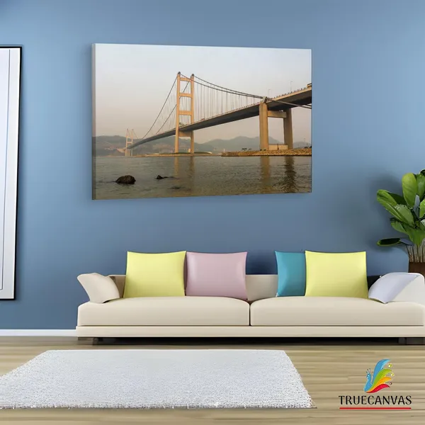 Multicolor_Tsing_Ma_Bridge,_Wooden_Framed_Canvas_Paintings_|_For_Living_Room_|_Bedroom_|_Office_|_Gallery_|_Ready_Wall_Mount_Canvas_Wall_Art_Painting_|_Size_-_12_X_18In,_Ct0484