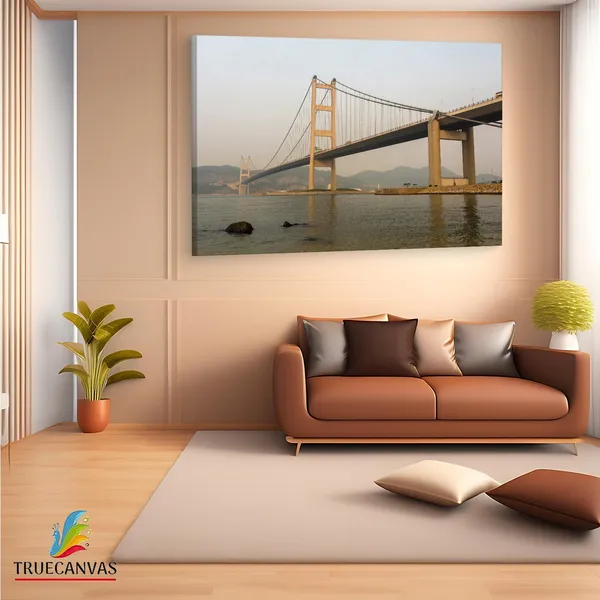 Multicolor_Tsing_Ma_Bridge,_Wooden_Framed_Canvas_Paintings_|_For_Living_Room_|_Bedroom_|_Office_|_Gallery_|_Ready_Wall_Mount_Canvas_Wall_Art_Painting_|_Size_-_12_X_18In,_Ct0484