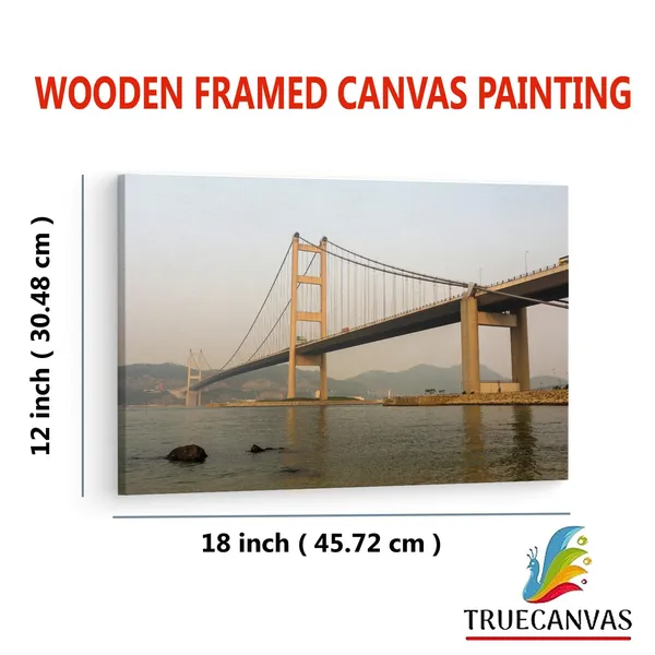 Multicolor_Tsing_Ma_Bridge,_Wooden_Framed_Canvas_Paintings_|_For_Living_Room_|_Bedroom_|_Office_|_Gallery_|_Ready_Wall_Mount_Canvas_Wall_Art_Painting_|_Size_-_12_X_18In,_Ct0484