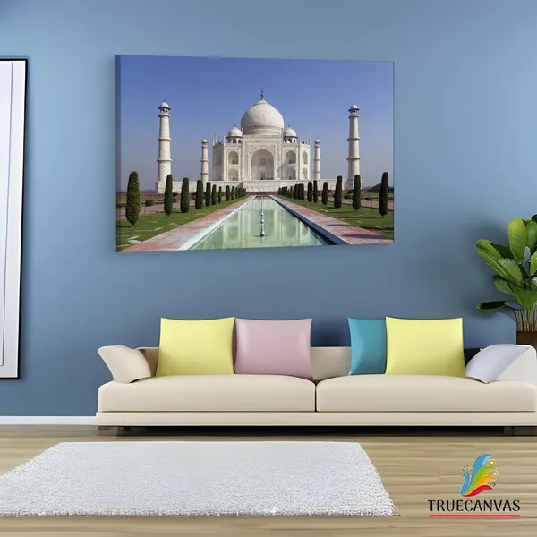 Multicolor_Taj_Mahal,_Wooden_Framed_Canvas_Paintings_|_For_Living_Room_|_Bedroom_|_Office_|_Gallery_|_Ready_Wall_Mount_Canvas_Wall_Art_Painting_|_Size_-_12_X_18In,_Ct0491