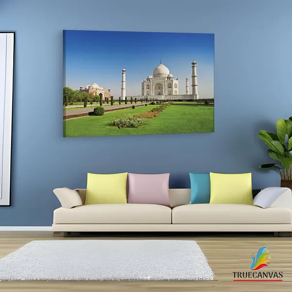 Multicolor_Taj_Mahal,_Wooden_Framed_Canvas_Paintings_|_For_Living_Room_|_Bedroom_|_Office_|_Gallery_|_Ready_Wall_Mount_Canvas_Wall_Art_Painting_|_Size_-_12_X_18In,_Ct0492