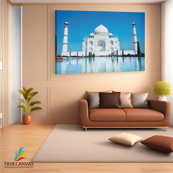 Multicolor_Taj_Mahal,_Wooden_Framed_Canvas_Paintings_|_For_Living_Room_|_Bedroom_|_Office_|_Gallery_|_Ready_Wall_Mount_Canvas_Wall_Art_Painting_|_Size_-_12_X_18In,_Ct0493
