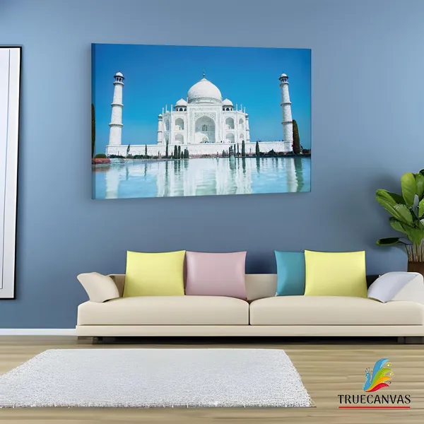 Multicolor_Taj_Mahal,_Wooden_Framed_Canvas_Paintings_|_For_Living_Room_|_Bedroom_|_Office_|_Gallery_|_Ready_Wall_Mount_Canvas_Wall_Art_Painting_|_Size_-_12_X_18In,_Ct0493