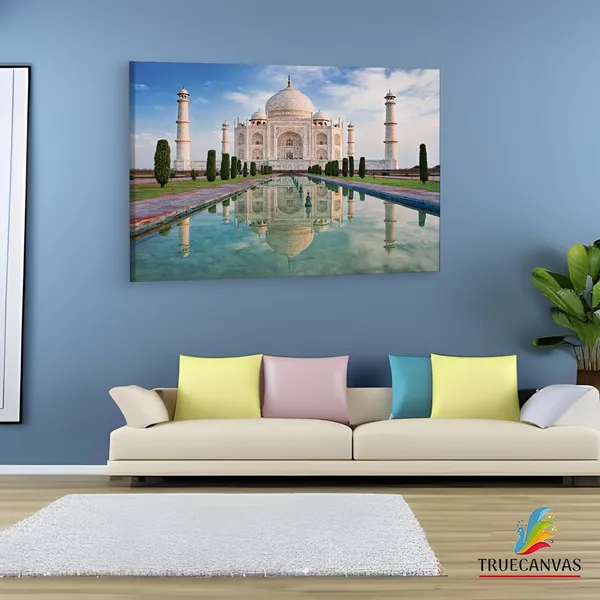 Multicolor_Taj_Mahal,_Wooden_Framed_Canvas_Paintings_|_For_Living_Room_|_Bedroom_|_Office_|_Gallery_|_Ready_Wall_Mount_Canvas_Wall_Art_Painting_|_Size_-_12_X_18In,_Ct0495
