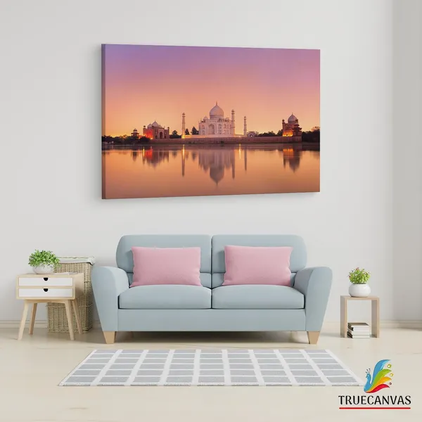 Multicolor_Taj_Mahal,_Wooden_Framed_Canvas_Paintings_|_For_Living_Room_|_Bedroom_|_Office_|_Gallery_|_Ready_Wall_Mount_Canvas_Wall_Art_Painting_|_Size_-_12_X_18In,_Ct0496