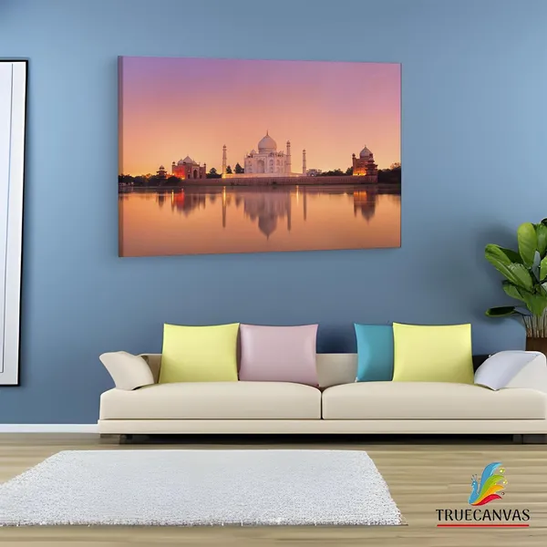 Multicolor_Taj_Mahal,_Wooden_Framed_Canvas_Paintings_|_For_Living_Room_|_Bedroom_|_Office_|_Gallery_|_Ready_Wall_Mount_Canvas_Wall_Art_Painting_|_Size_-_12_X_18In,_Ct0496