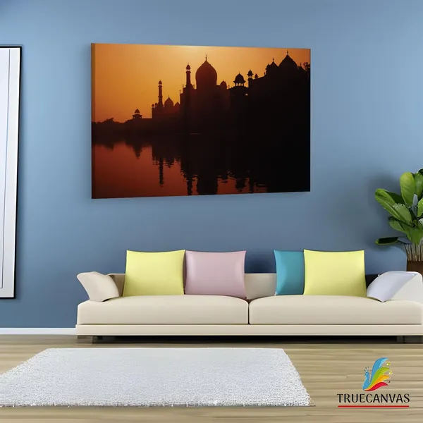 Multicolor_Taj_Mahal,_Wooden_Framed_Canvas_Paintings_|_For_Living_Room_|_Bedroom_|_Office_|_Gallery_|_Ready_Wall_Mount_Canvas_Wall_Art_Painting_|_Size_-_12_X_18In,_Ct0499