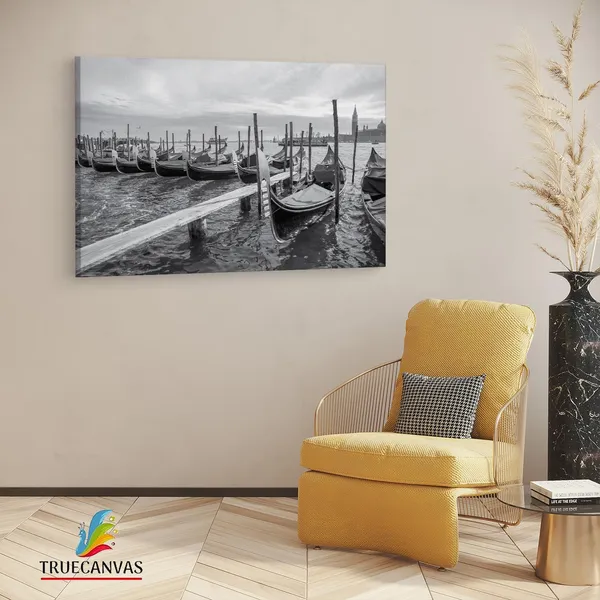 Multicolor_Venitian_Gondolas,_Wooden_Framed_Canvas_Paintings_|_For_Living_Room_|_Bedroom_|_Office_|_Gallery_|_Ready_Wall_Mount_Canvas_Wall_Art_Painting_|_Size_-_12_X_18In,_Ct0509