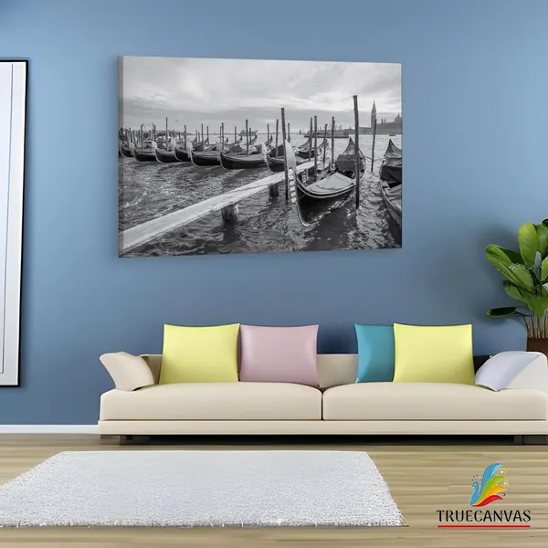 Multicolor_Venitian_Gondolas,_Wooden_Framed_Canvas_Paintings_|_For_Living_Room_|_Bedroom_|_Office_|_Gallery_|_Ready_Wall_Mount_Canvas_Wall_Art_Painting_|_Size_-_12_X_18In,_Ct0509