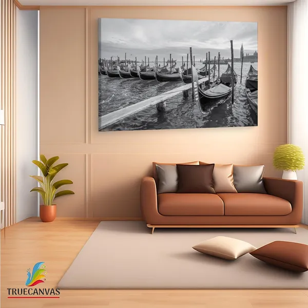Multicolor_Venitian_Gondolas,_Wooden_Framed_Canvas_Paintings_|_For_Living_Room_|_Bedroom_|_Office_|_Gallery_|_Ready_Wall_Mount_Canvas_Wall_Art_Painting_|_Size_-_12_X_18In,_Ct0509