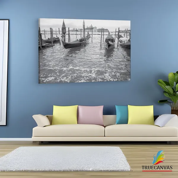 Multicolor_Venitian_Gondolas,_Wooden_Framed_Canvas_Paintings_|_For_Living_Room_|_Bedroom_|_Office_|_Gallery_|_Ready_Wall_Mount_Canvas_Wall_Art_Painting_|_Size_-_12_X_18In,_Ct0510