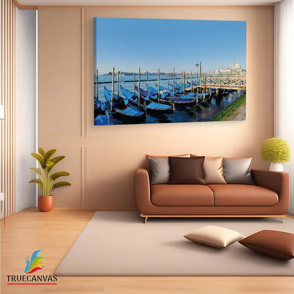 Multicolor_Traghetto_Gondole_Molo,_Wooden_Framed_Canvas_Paintings_|_For_Living_Room_|_Bedroom_|_Office_|_Gallery_|_Ready_Wall_Mount_Canvas_Wall_Art_Painting_|_Size_-_12_X_18In,_Ct0538