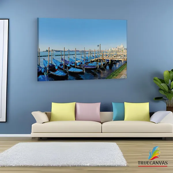 Multicolor_Traghetto_Gondole_Molo,_Wooden_Framed_Canvas_Paintings_|_For_Living_Room_|_Bedroom_|_Office_|_Gallery_|_Ready_Wall_Mount_Canvas_Wall_Art_Painting_|_Size_-_12_X_18In,_Ct0538