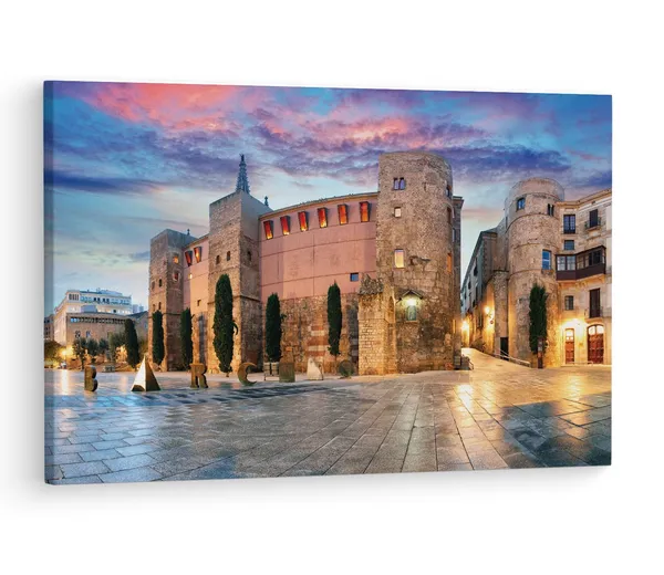 Multicolor_Roman_Gate_Barcelona_Spain,_Wooden_Framed_Canvas_Paintings_|_For_Living_Room_|_Bedroom_|_Office_|_Gallery_|_Ready_Wall_Mount_Canvas_Wall_Art_Painting_|_Size_-_12_X_18In,_Ct0545