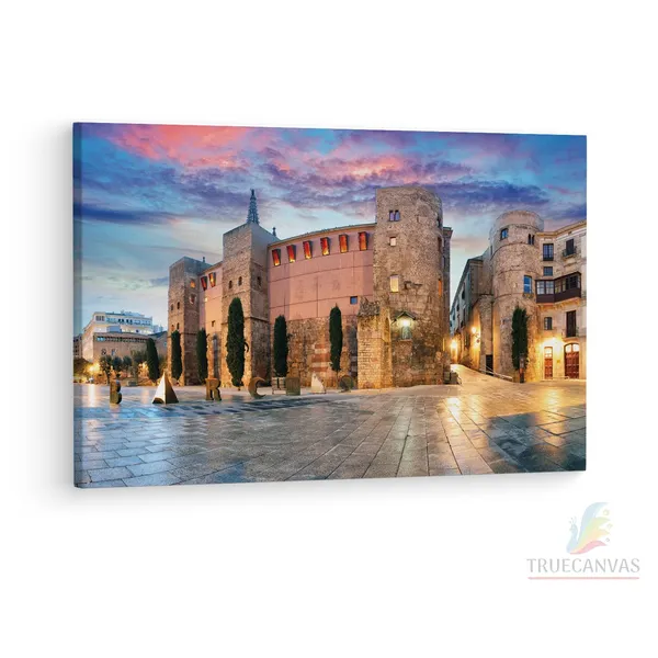 Multicolor_Roman_Gate_Barcelona_Spain,_Wooden_Framed_Canvas_Paintings_|_For_Living_Room_|_Bedroom_|_Office_|_Gallery_|_Ready_Wall_Mount_Canvas_Wall_Art_Painting_|_Size_-_12_X_18In,_Ct0545