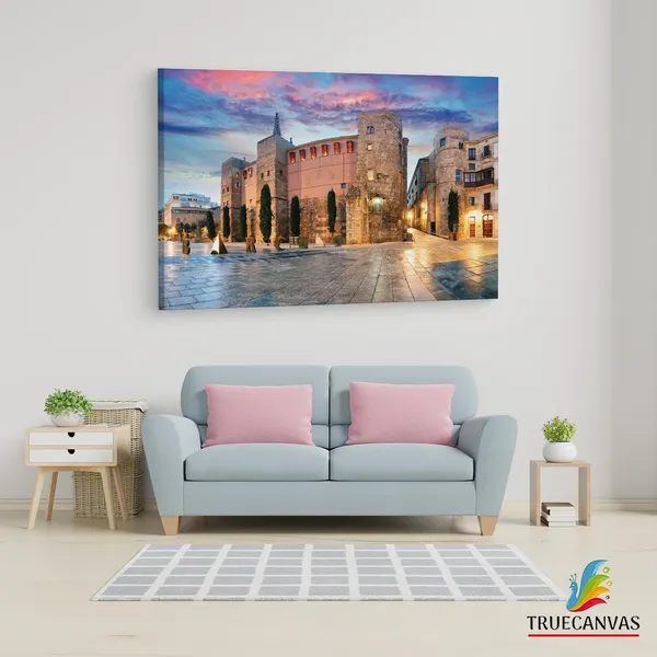 Multicolor_Roman_Gate_Barcelona_Spain,_Wooden_Framed_Canvas_Paintings_|_For_Living_Room_|_Bedroom_|_Office_|_Gallery_|_Ready_Wall_Mount_Canvas_Wall_Art_Painting_|_Size_-_12_X_18In,_Ct0545