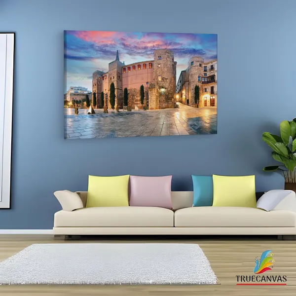 Multicolor_Roman_Gate_Barcelona_Spain,_Wooden_Framed_Canvas_Paintings_|_For_Living_Room_|_Bedroom_|_Office_|_Gallery_|_Ready_Wall_Mount_Canvas_Wall_Art_Painting_|_Size_-_12_X_18In,_Ct0545