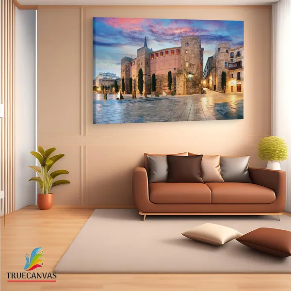 Multicolor_Roman_Gate_Barcelona_Spain,_Wooden_Framed_Canvas_Paintings_|_For_Living_Room_|_Bedroom_|_Office_|_Gallery_|_Ready_Wall_Mount_Canvas_Wall_Art_Painting_|_Size_-_12_X_18In,_Ct0545