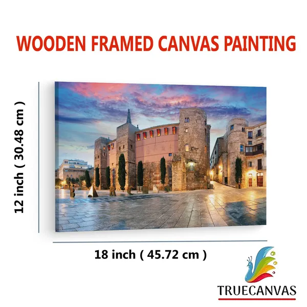 Multicolor_Roman_Gate_Barcelona_Spain,_Wooden_Framed_Canvas_Paintings_|_For_Living_Room_|_Bedroom_|_Office_|_Gallery_|_Ready_Wall_Mount_Canvas_Wall_Art_Painting_|_Size_-_12_X_18In,_Ct0545