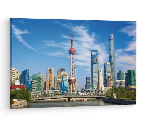 Multicolor_Oriental_Pearl_Tv_Tower,_Wooden_Framed_Canvas_Paintings_|_For_Living_Room_|_Bedroom_|_Office_|_Gallery_|_Ready_Wall_Mount_Canvas_Wall_Art_Painting_|_Size_-_12_X_18In,_Ct0547