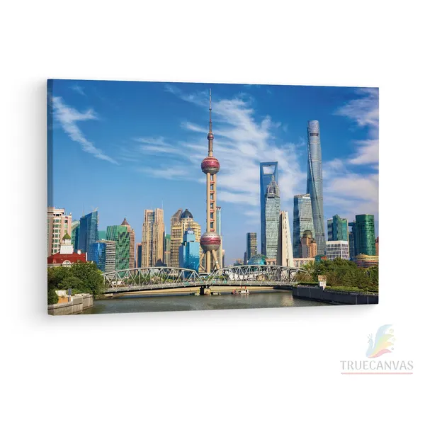 Multicolor_Oriental_Pearl_Tv_Tower,_Wooden_Framed_Canvas_Paintings_|_For_Living_Room_|_Bedroom_|_Office_|_Gallery_|_Ready_Wall_Mount_Canvas_Wall_Art_Painting_|_Size_-_12_X_18In,_Ct0547