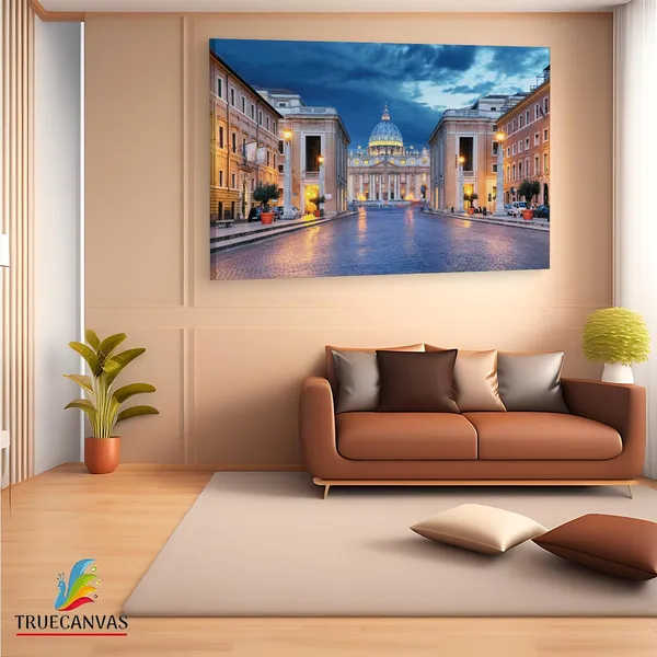Multicolor_Saint_Peter'S_Square,_Wooden_Framed_Canvas_Paintings_|_For_Living_Room_|_Bedroom_|_Office_|_Gallery_|_Ready_Wall_Mount_Canvas_Wall_Art_Painting_|_Size_-_12_X_18In,_Ct0552