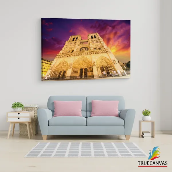 Multicolor_Cathodrale_Notre-Dame_De_Paris,_Wooden_Framed_Canvas_Paintings_|_For_Living_Room_|_Bedroom_|_Office_|_Gallery_|_Ready_Wall_Mount_Canvas_Wall_Art_Painting_|_Size_-_12_X_18In,_Ct0570