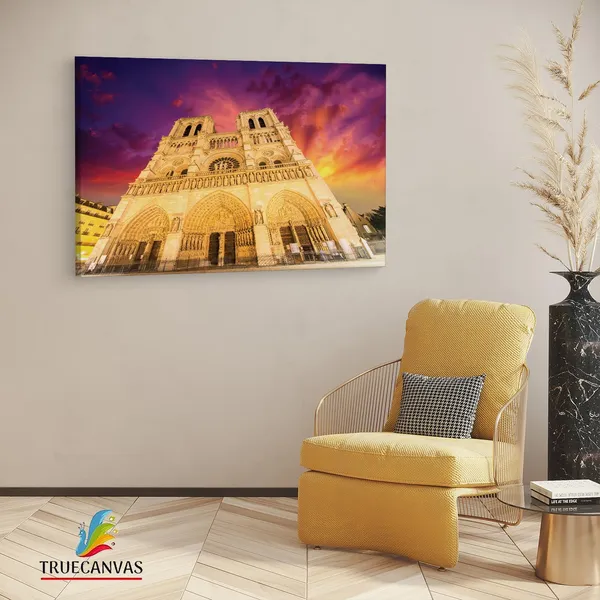 Multicolor_Cathodrale_Notre-Dame_De_Paris,_Wooden_Framed_Canvas_Paintings_|_For_Living_Room_|_Bedroom_|_Office_|_Gallery_|_Ready_Wall_Mount_Canvas_Wall_Art_Painting_|_Size_-_12_X_18In,_Ct0570